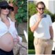 Pregnant Margot Robbie Shows Off Her Bare Baby Bump as She Vacations with Husband Tom Ackerley in Sardinia as they prepare for the arrival of their little one.