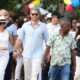 Meghan was a vision in white as she and Prince Harry speaks about goodnews while spotted visiting Palenque on the third day of their trip to Colombia... see more